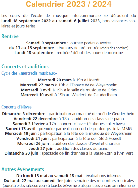 École de musique de la Basse-Zorn - Calendrier 2023-2024 - ÉMBZ v3